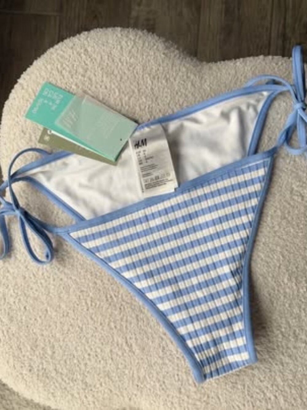 H&M Tie-Side Bikini Bottom Blue White Stripe Size 4